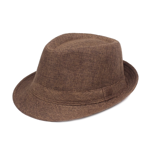 Men Breathable Cotton Polyester Woven Fedora Hat Classic Sun Protection Outdoor Travel Casual Jazz Hat Short Brim Summer Beach Cap