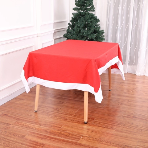 Tovaglia Natalizia Rossa Con Bordo Bianco Tessuto Non Tessuto Decorazione Per Tavolo Da Pranzo Festivo