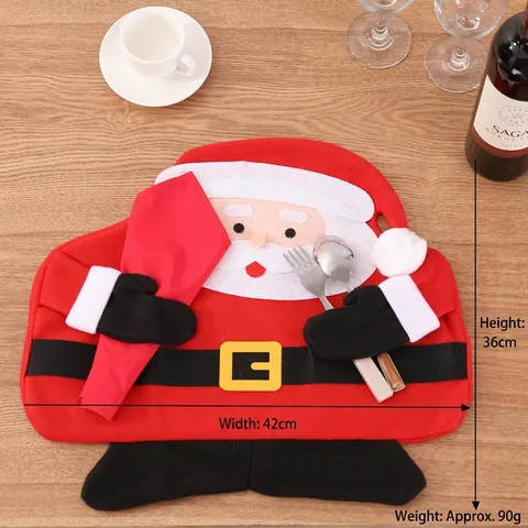 Christmas Placemats Santa Claus And Snowman Shape Non-Woven Felt Double Layer Heat Insulated Holiday Table Decor