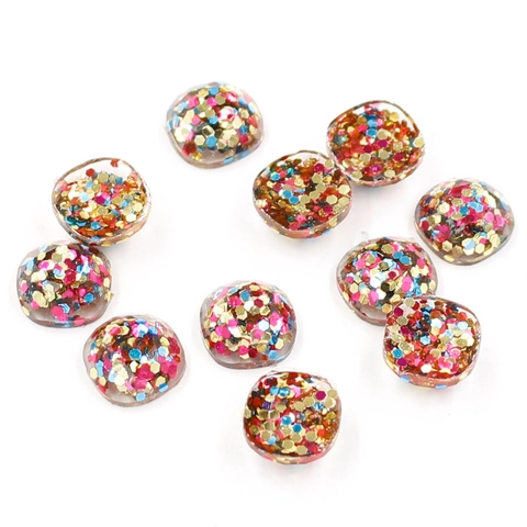Glitter Sequin Resin Cabochons Flatback Patches For DIY Jewelry Making Crafts Pendants Necklaces Accessories