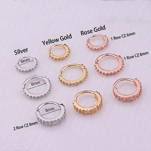Round Hoop Earrings Copper Micro Paved Cubic Zirconia Cartilage Piercing Jewelry Nose Ring Accessory For Women