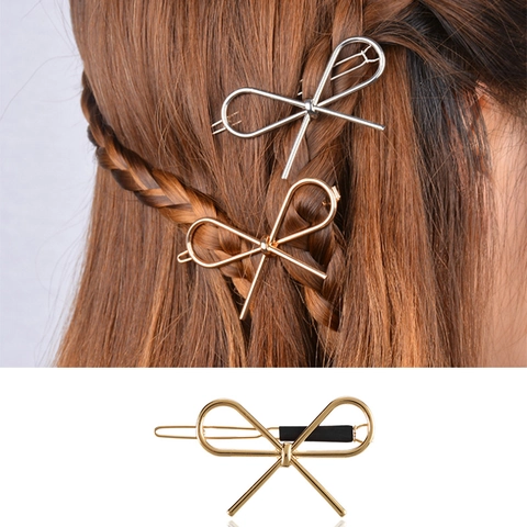 Minimalistischer Metall Schleifen Haarclip Legierung Geometrische Elegante Haarspange Kopfschmuck Für Damen Mädchen Tägliches Styling
