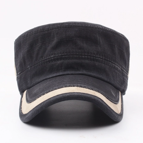 Berretto Cadet In Cotone Lavato Vintage Cappello Stile Militare A Cima Piatta Per Uomo Protezione Solare All Aperto Regolabile