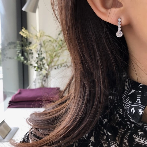 Vertikale Lineare Abgestufte Runde Zirkon Tropfenohrringe Mit 925 Sterling Silber Ohrstecker Elegant Modisch Für Damen