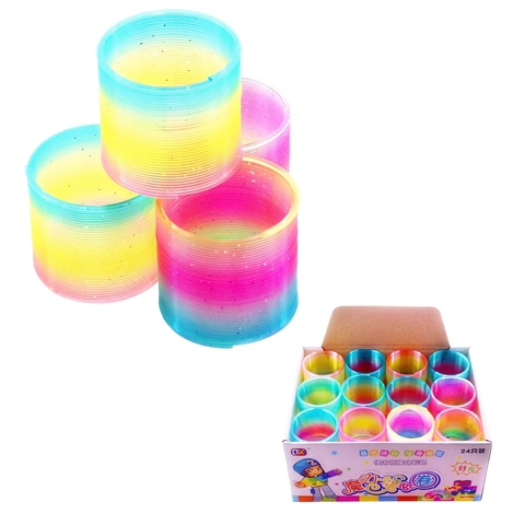 Rainbow Coil Spring Toy Plastic Glitter Magic Sensory Educational Toys For Kids Colorful Toddler Stress Relief