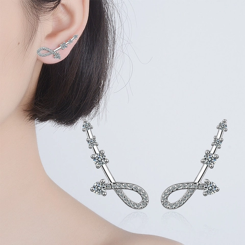 Copper Zirconia Infinity Drop Earrings For Women Korean Style Silver Plated Inlaid Stud Earrings Jewelry Daily Gift