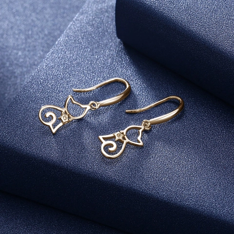925 Sterlingsilber Katze Ohrhänger Für Damen Hohle Tier Minimalistische Ohrringe Mit Zirkonia Stern Schmuck Geschenk
