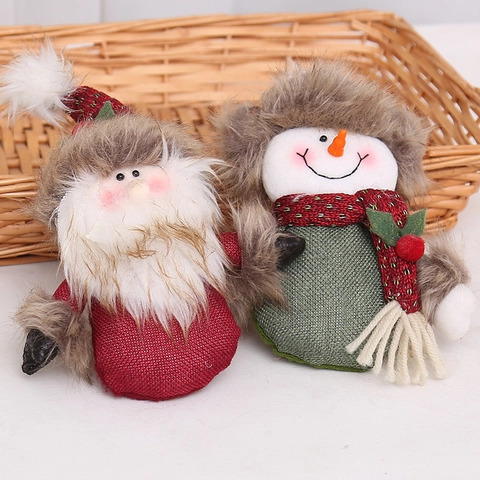 Decorazioni Appese In Peluche Di Natale Babbo Natale Pupazzo Di Neve Tessuto A Maglia Di Iuta Per Albero E Finestre