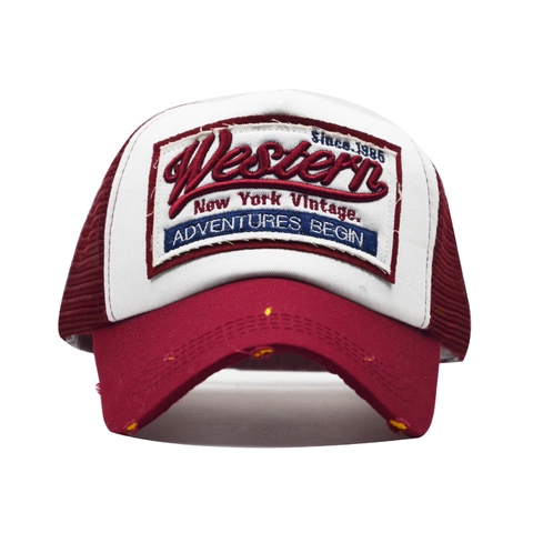 Cappellino Trucker Retro Americano Ricamo Western Mesh Traspirante Cotone Lavato Distressed Cappello Da Baseball Unisex Regolabile
