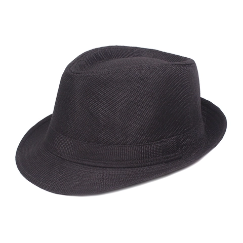 Men Breathable Cotton Polyester Woven Fedora Hat Classic Sun Protection Outdoor Travel Casual Jazz Hat Short Brim Summer Beach Cap