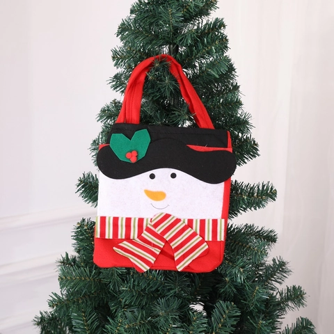 Christmas Gift Bags Santa Snowman Reindeer Felt Non-Woven Candy Bags Holiday Decoration Tote Handle