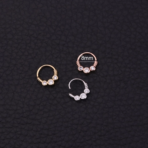 Septum Clicker Nasenring Kupfer Zirkonia Tribal Ethno Indischer Piercing Schmuck Knorpel Ohrring Hoop