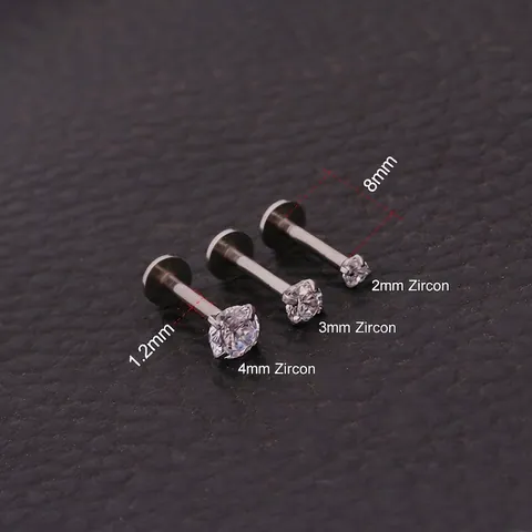 Roestvrij Staal Zirkoon Interne Schroefdraad Lipring Hoefijzer Wenkbrauw Piercing Stud Voor Heren Dames Lichaamssieraden