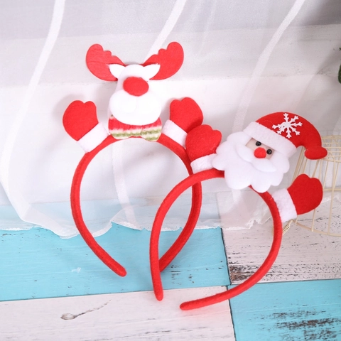 Weihnachts Stirnband Roter Plüschstoff Cartoon Rentier Weihnachtsmann Schneemann Bär Party Kostüm Für Erwachsene Kinder