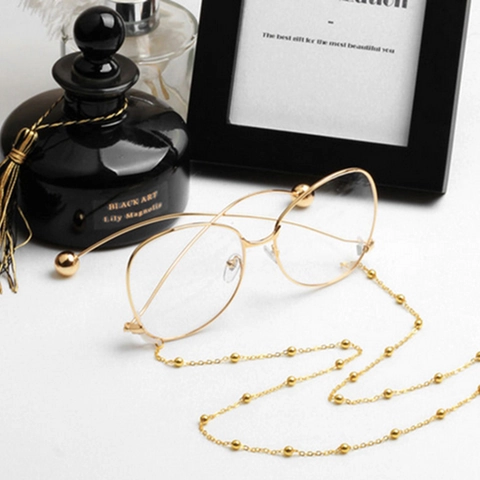 Glasses Chain Metal Round Bead Eyewear Strap Mask Lanyard Holder Anti-Slip Sunglasses Cord Neck Accessories For Women