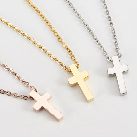 Minimalistische Kruis Hanger Ketting Titanium Staal 18K Verguld Verstelbare O-Ketting Religieuze Sieraden Vrouwen