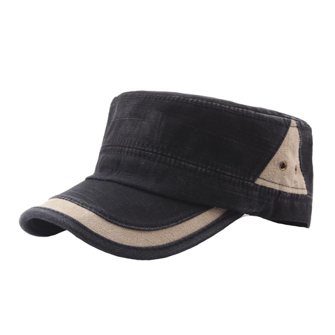 Berretto Cadet In Cotone Lavato Vintage Cappello Stile Militare A Cima Piatta Per Uomo Protezione Solare All Aperto Regolabile