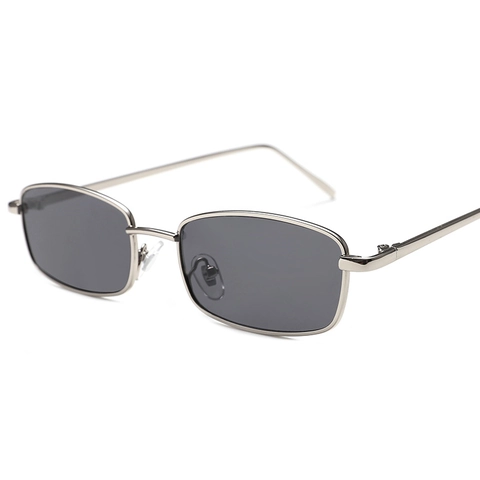 Vintage Narrow Rectangle Sunglasses Metal Slim Frame UV400 Protection Fashion Square Eyewear For Men And Women