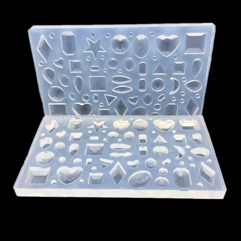 Silicone Mold For Resin Jewelry Making Gemstone Shapes DIY Epoxy Casting Tool For Pendants Geometric Heart Star Design