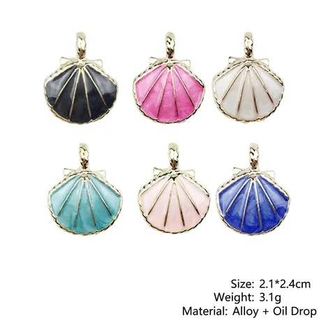 Schelp Sint Jakobsschelp Emaille Legering Bedeltjes Hangers Voor DIY Sieraden Maken Kettingen Oorbellen Accessoires