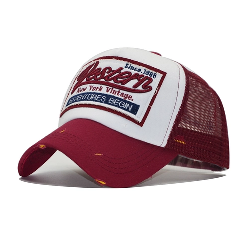 Cappellino Trucker Retro Americano Ricamo Western Mesh Traspirante Cotone Lavato Distressed Cappello Da Baseball Unisex Regolabile