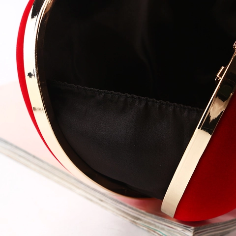Borsa Da Sera A Cuore In Velluto Clutch Cornice In Metallo Dorato Chiusura Con Strass Catena Rimovibile Elegante Banchetto Festa