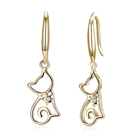 925 Sterlingsilber Katze Ohrhänger Für Damen Hohle Tier Minimalistische Ohrringe Mit Zirkonia Stern Schmuck Geschenk