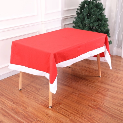 Tovaglia Natalizia Rossa Con Bordo Bianco Tessuto Non Tessuto Decorazione Per Tavolo Da Pranzo Festivo