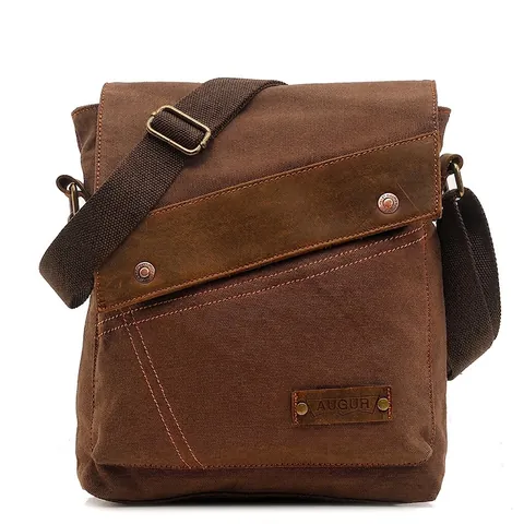 Borsa Messenger Da Uomo Tela Vintage E Pelle Borsa A Tracolla Resistente All'usura Viaggio Casual Satchel
