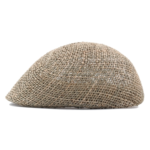 Zomerse Strooien Platte Pet Voor Heren Hol Ademend Zonbescherming Retro Ivy Beret Hoed Verstelbaar Casual Outdoor Accessoire