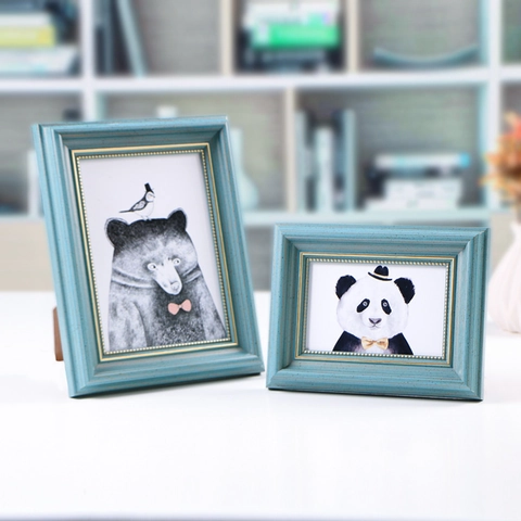 Cadre Photo Vintage Style Rétro Avec Bordure Perlée Dorée PS Plastique Pour Table Et Montage Mural Décoration