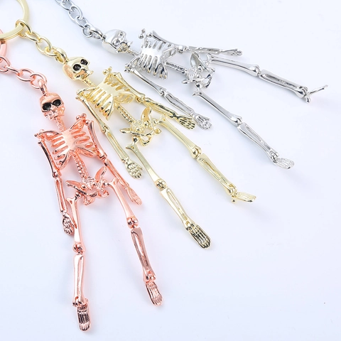 Metal Skeleton Keychain With Movable Joints Punk Gothic Style Car Key Ring Bag Pendant Ornament