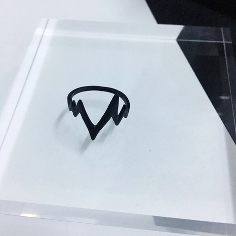 Minimalistischer EKG Herzschlag Puls Linie Legierung Ring Verstellbar Offen Zickzack Blitz Design Mode Schmuck Paare