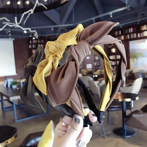 Solid Color Fabric Wrapped Bow Headband Thin Sweet Rabbit Ear Bowknot Hair Hoop Non Slip Korean Style Hair Accessories For Women