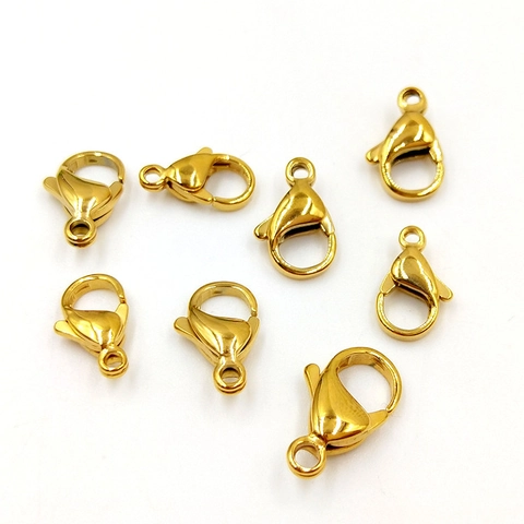 Lobster Clasp 316L Stainless Steel 18K Gold Plated Jewelry Findings Connectors For Necklace Bracelet DIY Making