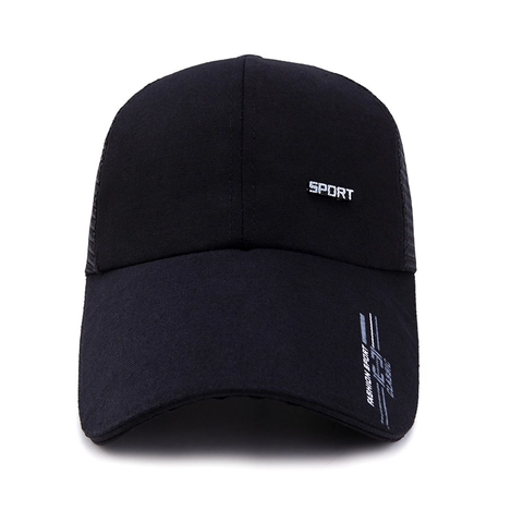 Sport Baseballkappe Polyester Mesh Rücken Atmungsaktiv Trucker Hut Lange Krempe Sonnenschutz Verstellbar Für Herren Damen