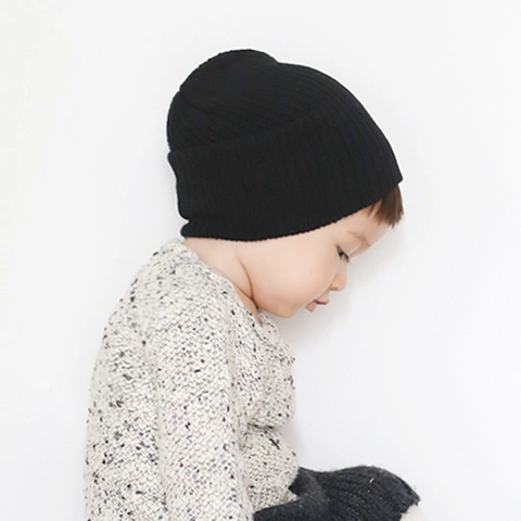 Baby Knitted Beanie Hat Soft Acrylic Ribbed Warm Winter Pullover Cap For Toddlers Infants Children