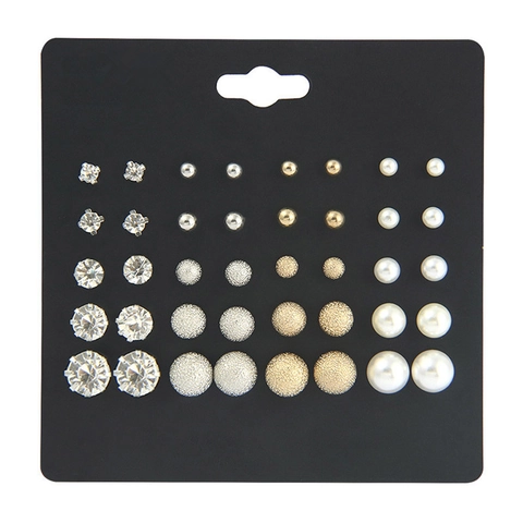 Mixed Style Stud Earrings With Faux Artificial Pearl Rhinestone Metal Balls Alloy Stainless Steel Earring Post Fashion Women Jewelry