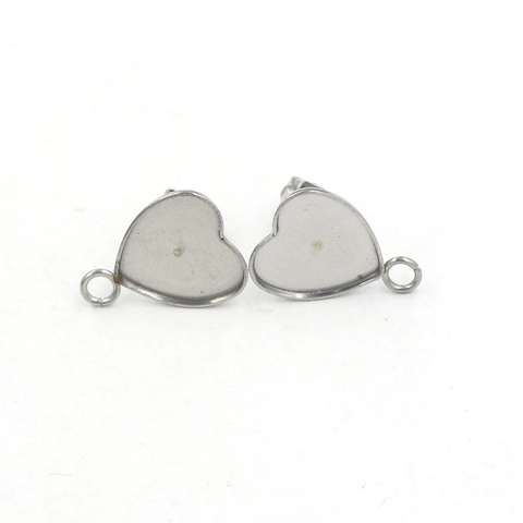 Bases De Pendientes De Acero Inoxidable En Forma De Corazón Con Aro Para Colgar Accesorios De Joyería DIY