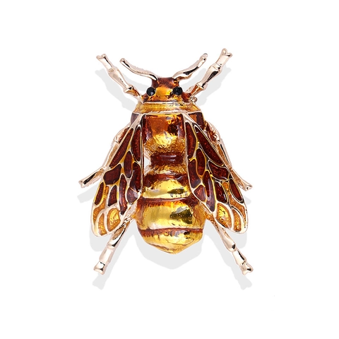 Broche de Abeja de Aleación Esmaltada para Mujer con Diamantes de Imitación Brillantes y Perla Artificial Insecto Alfiler de Solapa Joyería Decorativa