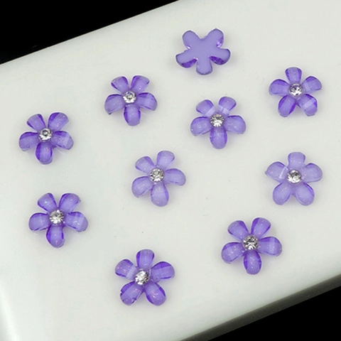 Cherry Blossom Flower Resin Cabochons Flatback With Center Rhinestone For Phone Case Nail Art DIY Craft Jewelry Making