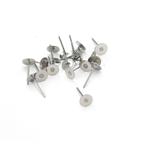 Tiges De Boucles D'oreilles En Acier Inoxydable Avec Fermoirs Papillon Base Plate Accessoires DIY