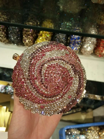 Cupcake Shaped Evening Bag Full Rhinestone Metal Clutch Handbag For Women Party Wedding Luxury Jewelry Box Purse