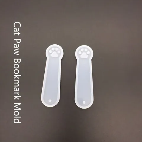 Silicone Cat Paw Bookmark Mold Resin Casting Tool DIY Craft Jewelry Making Translucent Rectangular Design