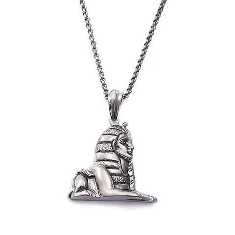 Collana Con Pendente Sfinge Egizia Vintage Acciaio Inossidabile 316L Testa Di Faraone Retro Gioielli Punk Per Uomo