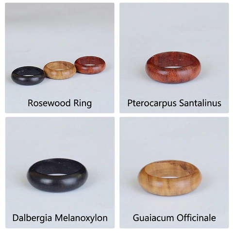 Minimalist Natural Solid Wood Ring Classical Vintage Polished Sandalwood Band Ring For Men And Women Zen Style Jewelry