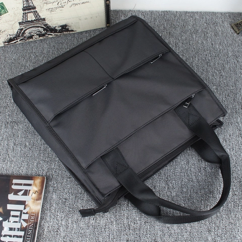 Bolso De Mano De Negocios Para Hombre Impermeable Tela Oxford Bolsa De Documentos Múltiples Bolsillos Bolso Grande Para Oficina