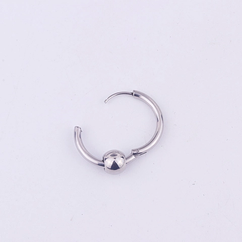 Punk Stainless Steel Hoop Earrings With Sliding Bead And Multiple Small Rings Decoration Hypoallergenic Korean Style Unisex