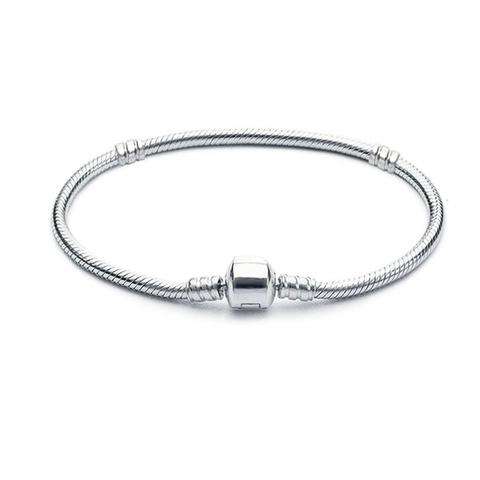 Silver Plated Copper Snake Chain Bracelet With Barrel Clasp Smooth DIY Base Charm Bracelet For Women Jewelry
