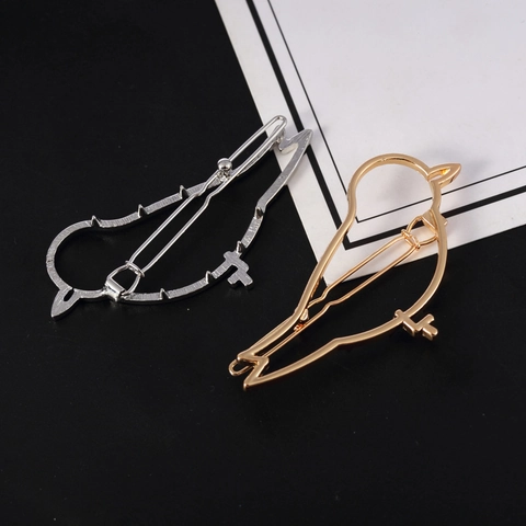 Pinza Para El Pelo Creativa Con Forma De Pájaro Hueco De Aleación Clip Lateral De Metal Geométrico Para Mujer